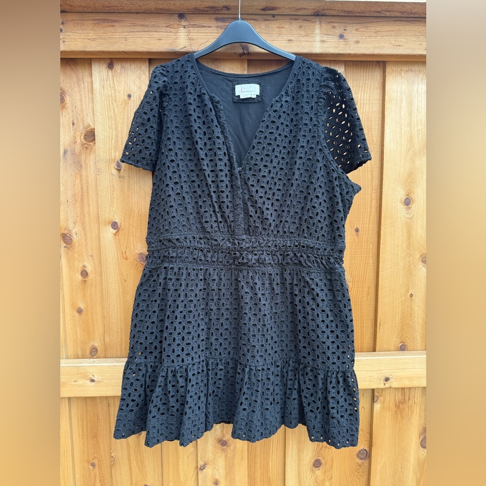 Anthropologie Black Eyelet Detail Top